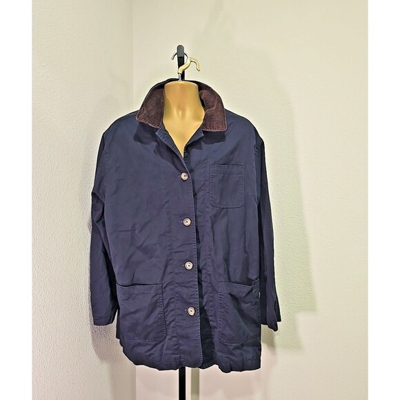 Westbound Jacket Mens XL Blue Canvas Chore Coat Corduroy Collar Blanket Lined